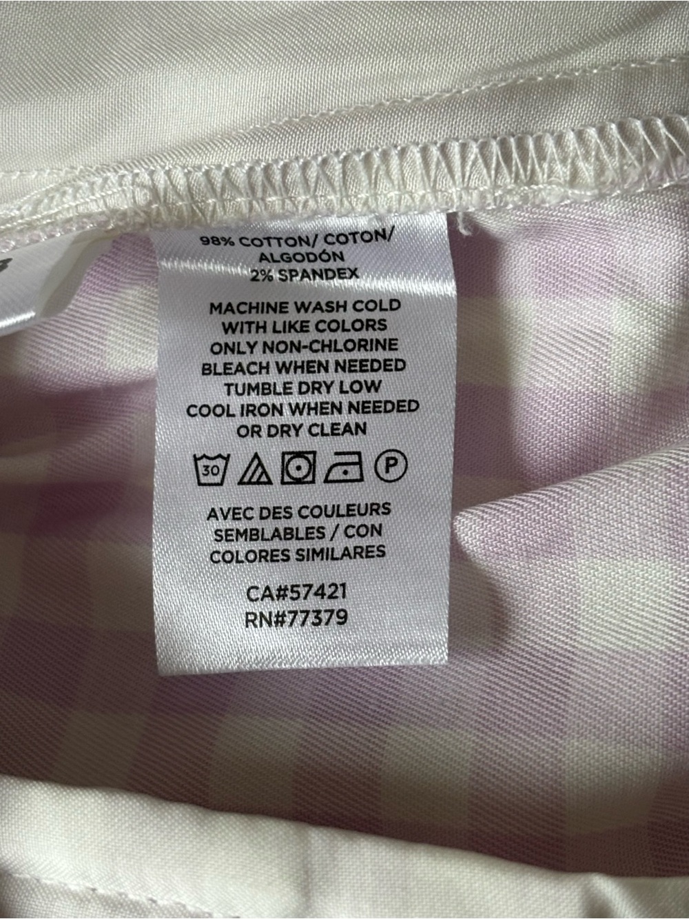 Ann Taylor City Shorts Lavender White Gingham Size 10 - Picture 4 of 4
